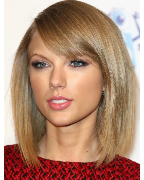 Fantastic Shoulder Length Straight Blonde With Bangs Taylor Swift Inspired Wigs