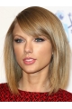 Fantastic Shoulder Length Straight Blonde With Bangs Taylor Swift Inspired Wigs