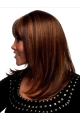 Durable Auburn Straight Shoulder Length Capless Human Hair African American Women Wigs