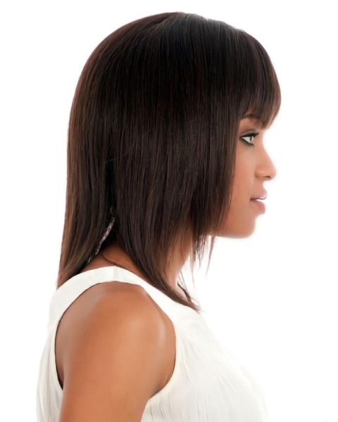 Cool Brown Straight Shoulder Length African American Wigs