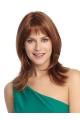 Durable Auburn Straight Shoulder Length Capless Synthetic Petite Women Wigs