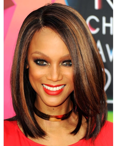 Soft Shoulder-length Straight Lace Human Hair Tyra Banks Wig