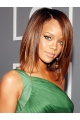  Decent and Simple Mid-length Layered Straight Lace Human Hair Rihanna Wig