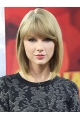 New Design Blonde Shoulder Length Straight  With Bangs Hand Tied Synthetic Taylor Swift Inspired Women Wigs