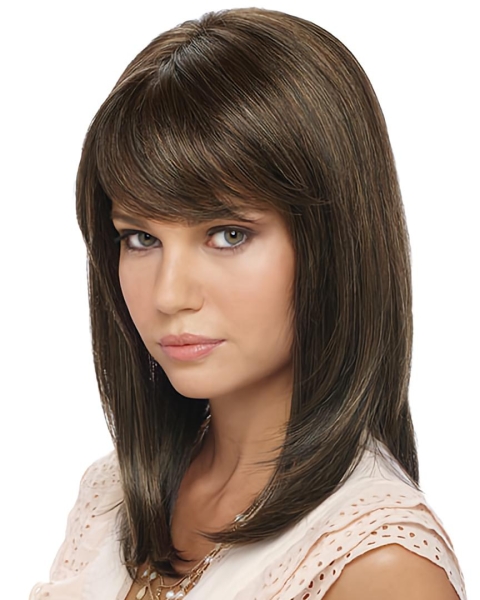 Affordable Brown Straight Shoulder Length Glueless Lace Wigs