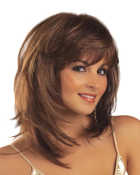 Modern Straight Medium Lace Front Synthetic Women Wigs For Cancer