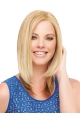 Preferential Blonde Shoulder Length Straight Without Bangs Lace Front Synthetic Women Wigs