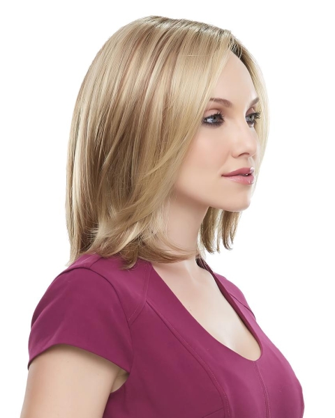 Excellent Blonde Straight Without Bangs hand-tied Synthetic Women Wigs