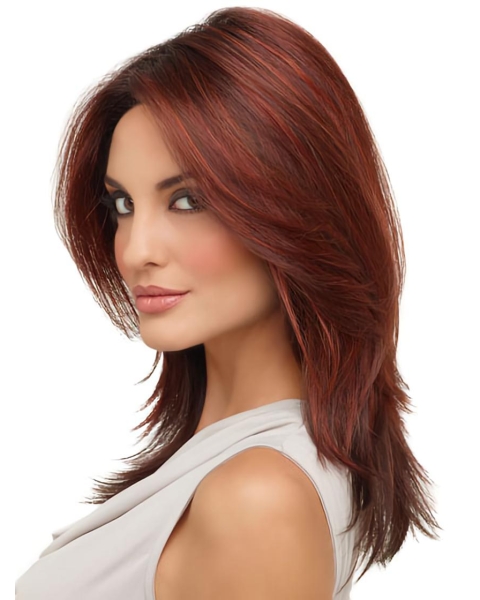 Elegant Medium Straight Lace Front Synthetic Women Wigs