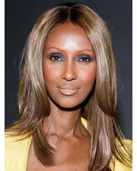 Medium Straight Without Bangs Lace Front Synthetic Women Iman Wigs