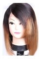 Beautiful Shoulder Length Straight Style Without Bangs Lace Front 100% Remy Hair Ombre Wigs