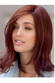 Fashional Red Shoulder Length Straight Layered Fantastic Lace Front Synthetic Women Wigs