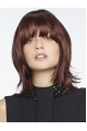 Amazing Auburn Shoulder Length Straight With Bangs Capless High Quality Human Hair Women Wigs