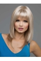 Ideal Blonde Straight With Bangs Shoulder Length Lace Front Synthetic Women Wigs