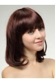 Fashionable Auburn Straight Shoulder Length With Bangs Capless Human Hair Women Wigs