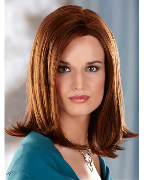 Fabulous Auburn Straight Shoulder Length Capless Synthetic Women Wigs