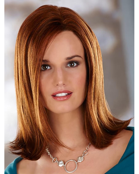 Fabulous Auburn Straight Shoulder Length Capless Synthetic Women Wigs