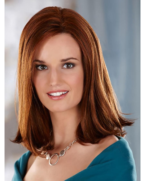 Fabulous Auburn Straight Shoulder Length Capless Synthetic Women Wigs