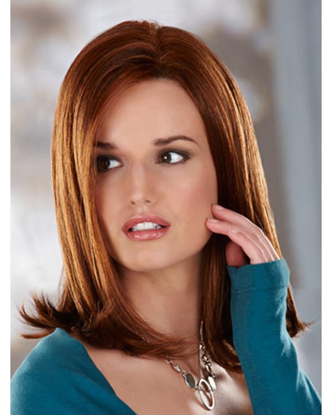 Fabulous Auburn Straight Shoulder Length Capless Synthetic Women Wigs