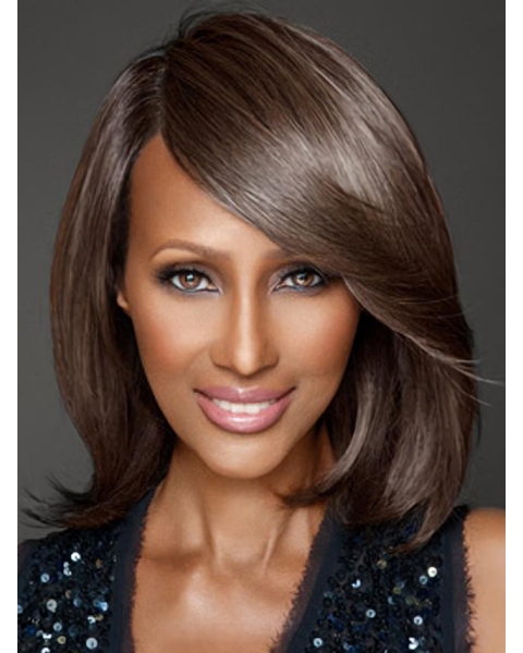 Iman Gorgeous Layered Straight Medium Lace Front Human Hair Bob Style Women Wigs