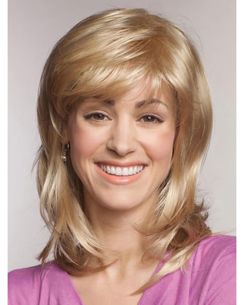 Great Blonde Straight Shoulder Length Lace Front Synthetic Women Wigs