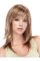 Convenient Brown Straight With Bangs Medium Synthetic Women Wigs