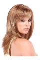 Convenient Brown Straight With Bangs Medium Synthetic Women Wigs