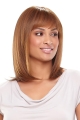 Refined Blonde  Shoulder Length Straight With Bangs Monofilament Synthetic African American Wigs For Cancer