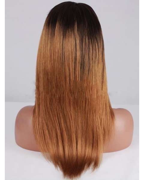 Straight  Shoulder Length Full Lace Two Tone Human Hair Women Wigs