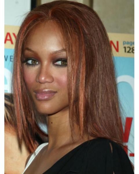  Soft and Beautiful Mid-length Straight Layered Lace Human Hair Tyra Banks Wig