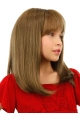 Good Blonde Straight Shoulder Length Lace Front Human Hair Kids Wigs