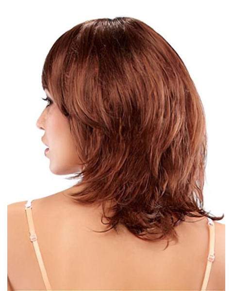 Stylish Auburn Straight Shoulder Length Capless Synthetic Women Wigs