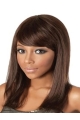 Fashion Auburn Straight Shoulder Length Capless Human Hair African American Wigs