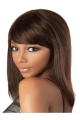 Fashion Auburn Straight Shoulder Length Capless Human Hair African American Wigs