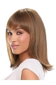 Exquisite Auburn Straight Shoulder Length With Bangs Capless Synthetic African American Wigs