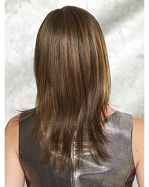 Brown Ideal Straight With Bangs Capless Synthetic Medium Women Wigs