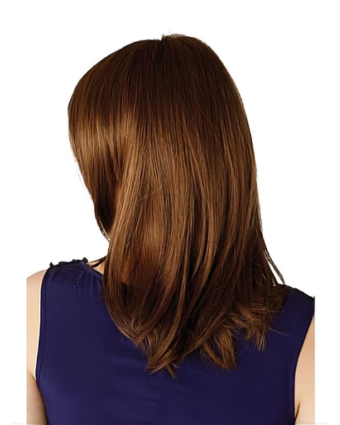 Comfortable Auburn Straight Shoulder Length Capless Synthetic Women Wigs