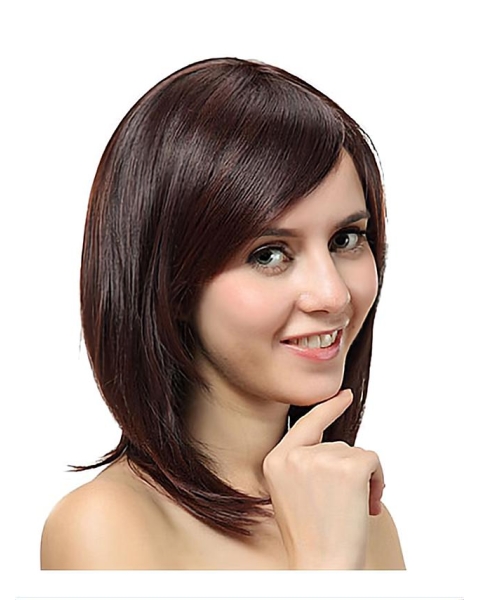 Nice Auburn Straight Shoulder Length Capless Synthetic Women Wigs