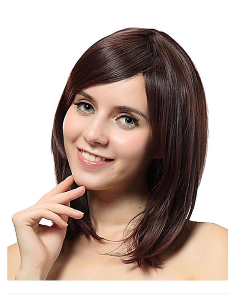 Nice Auburn Straight Shoulder Length Capless Synthetic Women Wigs