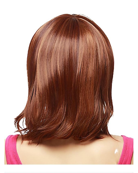 No-fuss Auburn Straight Shoulder Length Capless Synthetic Women Wigs