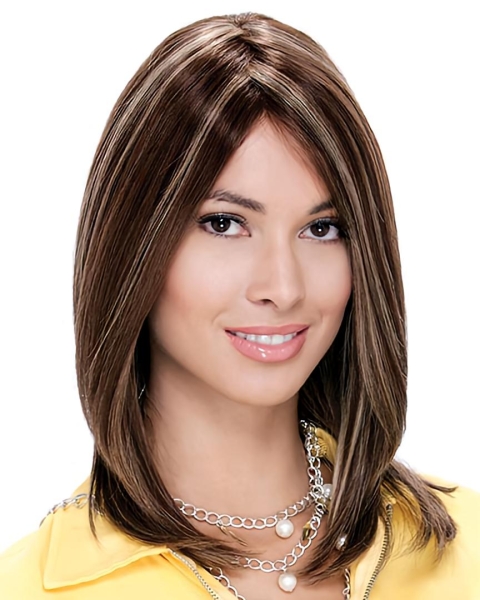 Comfortable Straight Shoulder Length Lace Front Human Hair Women Wigs