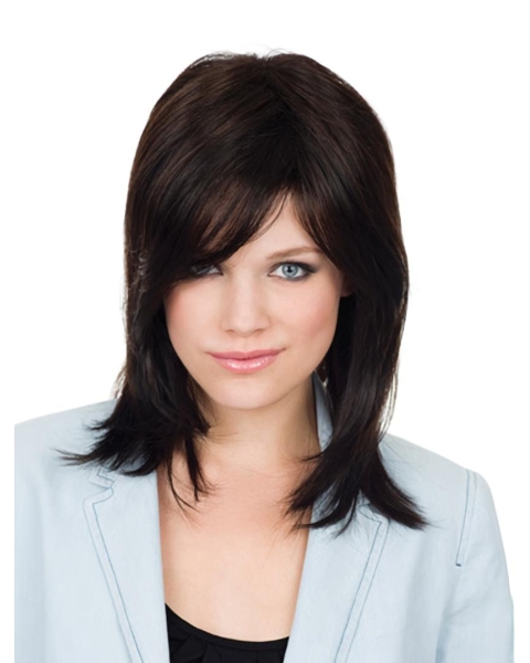 Brown Popular Straight Medium Length Capless Synthetic Women Wigs