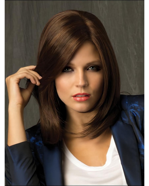 Lace Front Hairstyles Straight Synthetic Medium Wigs