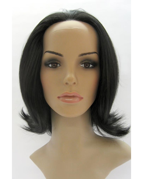 Durable Black Straight Without Bangs Lace Front Shoulder Length Synthetic Women Wigs