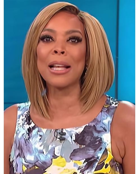 Blonde Straight Without Bangs Medium Length Capless Synthetic Wendy Williams Hair