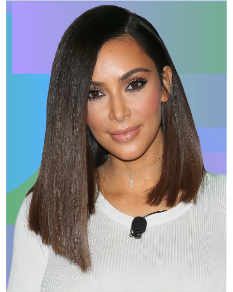 Comfortable Straight Medium Length Lace Front Human Hair Kim Kardashian Hair