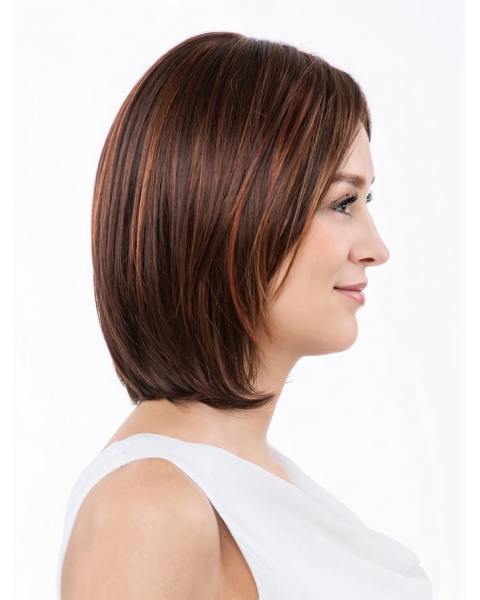 Straight Red Shoulder Length Capless Synthetic Women Bobs Wig 