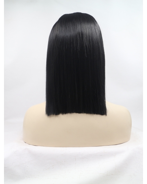 Black Straight Shoulder Length Without Bangs Lace Front Synthetic Women Wigs