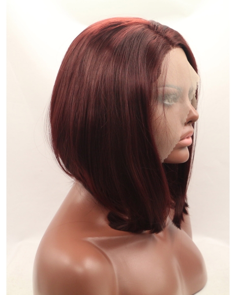 Auburn  Straight Without Bangs Shoulder Length Lace Front Synthetic Wigs