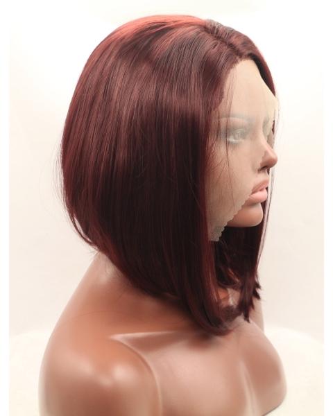 Auburn  Straight Without Bangs Shoulder Length Lace Front Synthetic Wigs